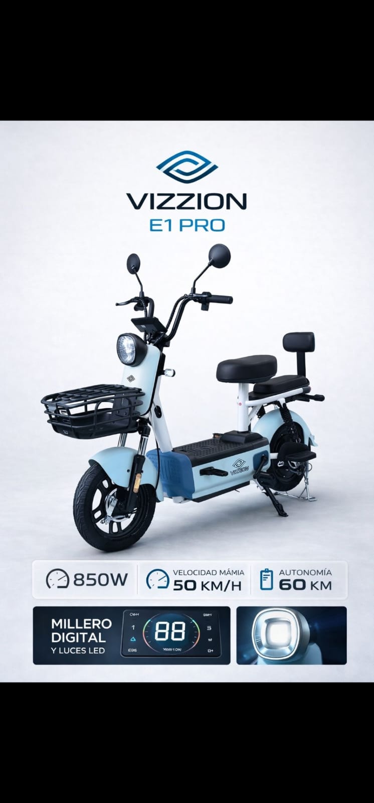 BICICLETA ELECTRICA SCOOTER VIZZION E1 PRO